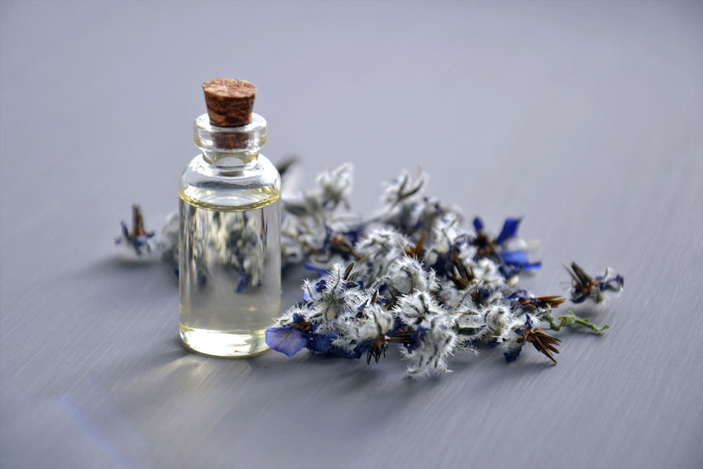 Fragrance oil with lavender flowers