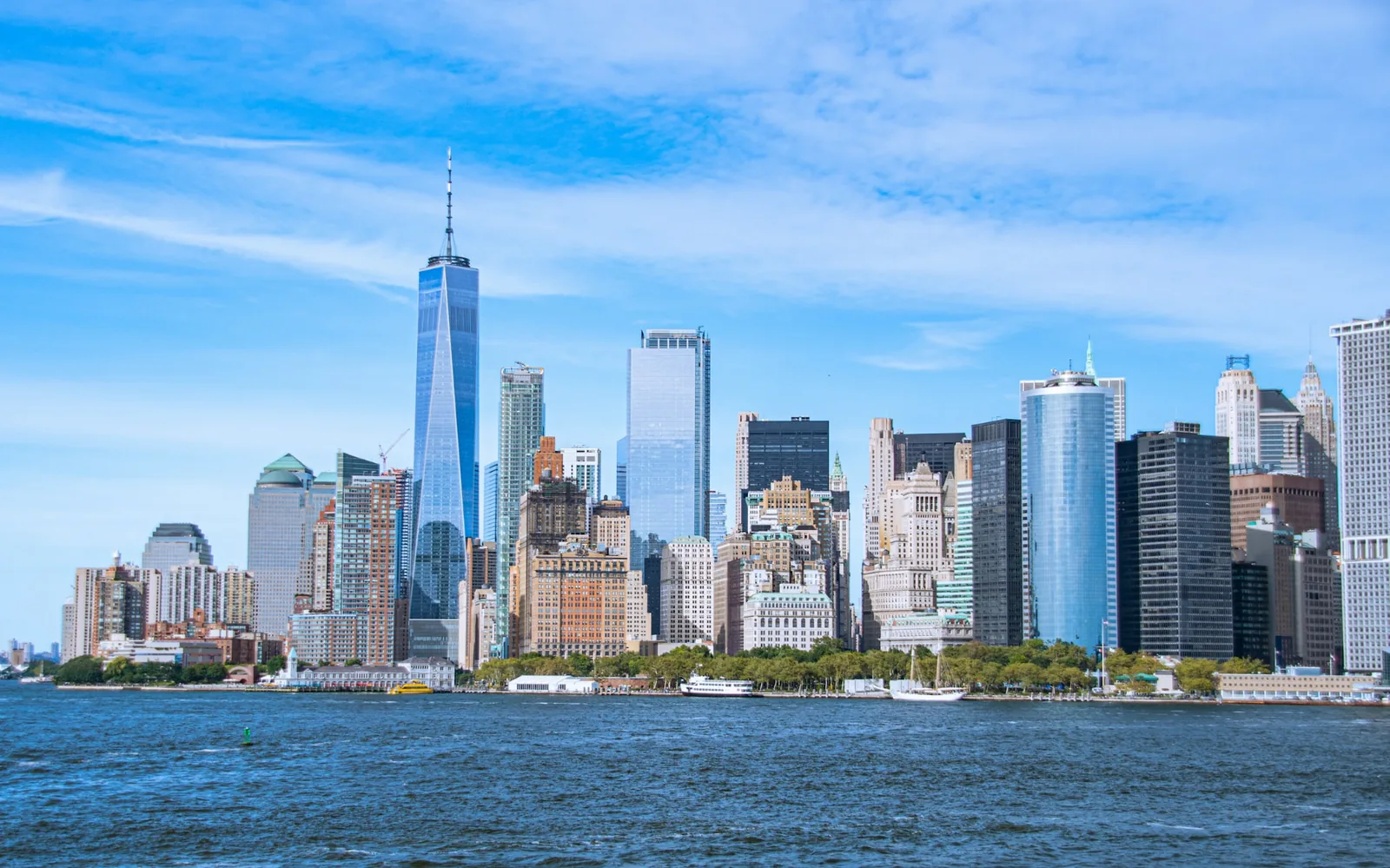 Lower Manhattan skyline seen from New York Harbor