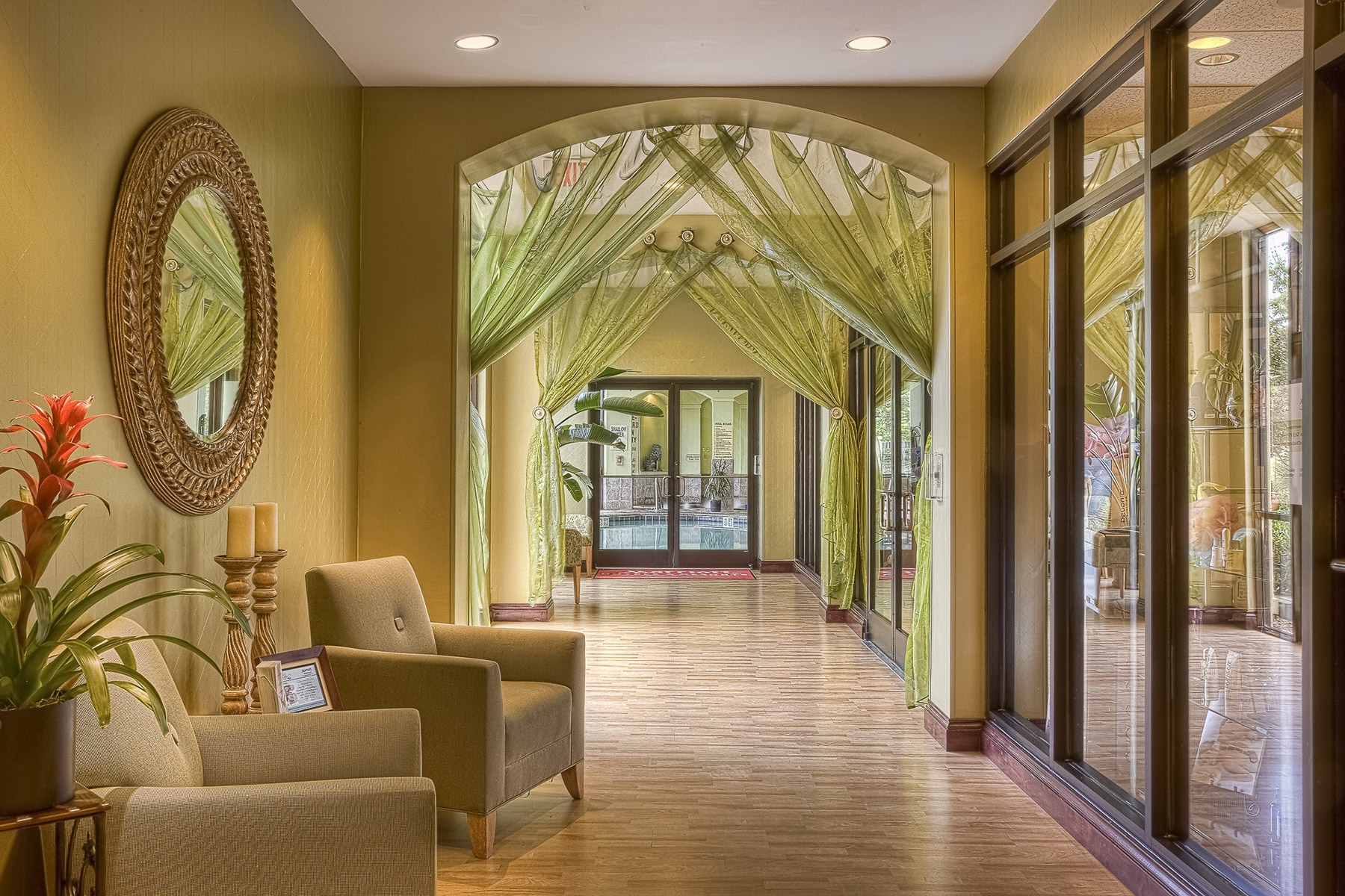 Warm and welcoming interior corridor